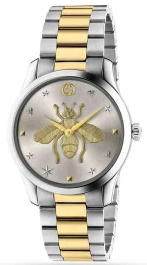  Shop Authentic Gucci G Timeless Silver Dial Two Tone Steel Strap Watch For Women - YA126599 - Luxxuri