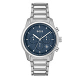  Shop Authentic Hugo Boss Trace Chronograph Quartz Blue Dial Silver Steel Strap Watch For Men - 1514007 - Luxxuri