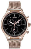  Shop Authentic Hugo Boss Companion Chronograph Black Dial Rose Gold Steel Strap Watch For Men - 1513548 - Luxxuri
