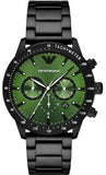  Shop Authentic Emporio Armani Mario Chronograph Green Dial Black Steel Strap Watch For Men - AR11472 - Luxxuri