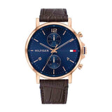  Shop Authentic Tommy Hilfiger Daniel Blue Dial Brown Leather Strap Watch for Men - 1710418 - Luxxuri