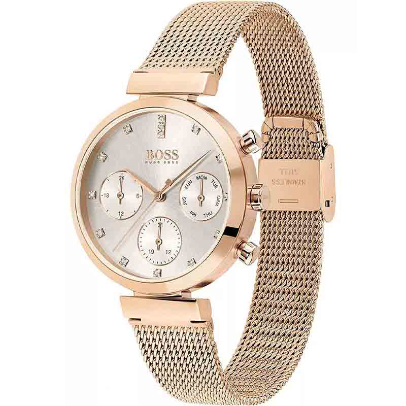  Shop Authentic Hugo Boss Flawless White Dial Gold Mesh Bracelet Watch for Women - 1502553 - Luxxuri