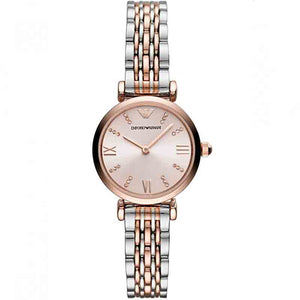  Shop Authentic Emporio Armani Gianni T Bar Pink Dial Two Tone Steel Strap Watch For Women - AR11223 - Luxxuri
