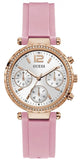  Shop Authentic Guess Solstice Diamonds White Dial Pink Rubber Strap Watch For Women - GW0113L4 - Luxxuri