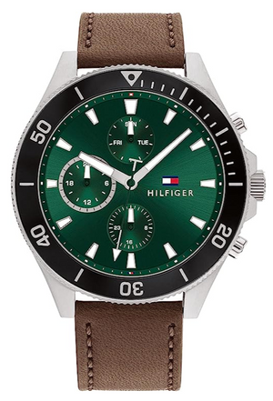  Shop Authentic Tommy Hilfiger Larson Chronograph Green Dial Brown Leather Strap Watch For Men - 1791983 - Luxxuri