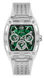  Shop Authentic Guess Phoenix Quartz Green Dial Transparent Silicone Strap Watch For Men - GW0499G8 - Luxxuri