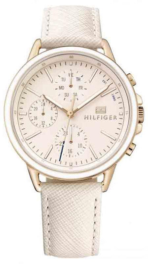  Shop Authentic Tommy Hilfiger Carly Cream Dial Cream Leather Strap Watch for Women -1781789 - Luxxuri
