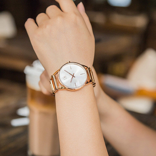  Shop Authentic Calvin Klein Stately White Dial Gold Steel Strap Watch for Women - K3G2352W - Luxxuri