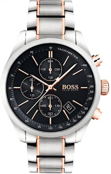  Shop Authentic Hugo Boss Grand Prix Black Dial Two Tone Steel Strap Watch for Men - 1513473 - Luxxuri
