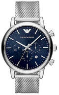  Shop Authentic Emporio Armani Luigi Chronograph Blue Dial Silver Mesh Bracelet Watch For Men - AR80038 - Luxxuri