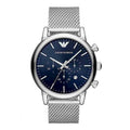  Shop Authentic Emporio Armani Luigi Chronograph Blue Dial Silver Mesh Bracelet Watch For Men - AR80038 - Luxxuri