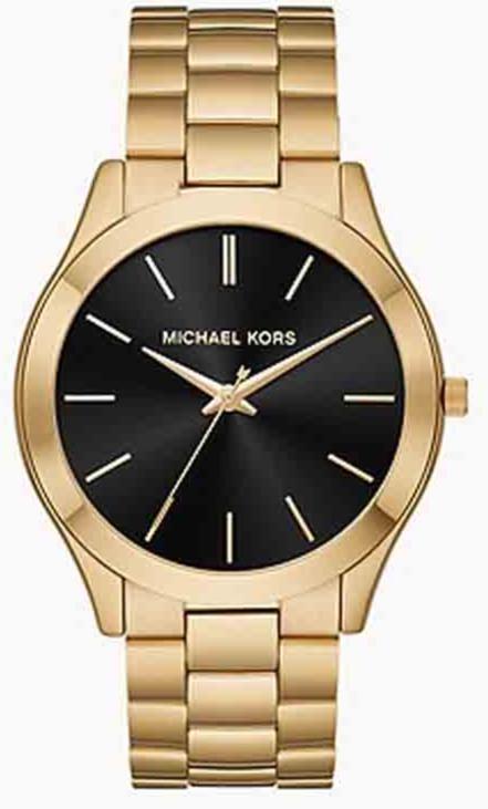  Shop Authentic Michael Kors Slim Runway Quartz Black Dial Gold Steel Strap Watch For Men - MK8621 - Luxxuri
