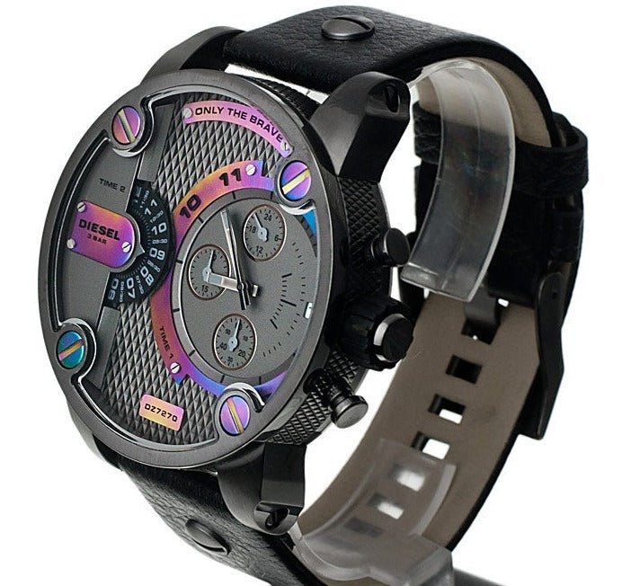  Shop Authentic Diesel Badass Chronograph Anthracite Dial Black Leather Strap Watch For Men - DZ7270 - Luxxuri