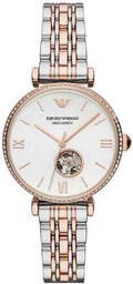  Shop Authentic Emporio Armani Gianni T-Bar Analog White Dial Two Tone Steel Strap Watch For Women - AR60019 - Luxxuri