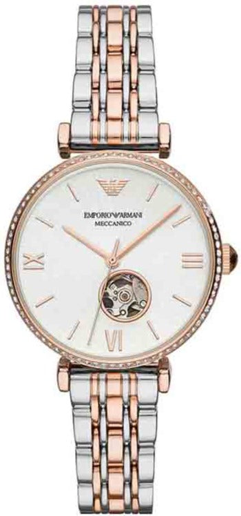  Shop Authentic Emporio Armani Gianni T-Bar Analog White Dial Two Tone Steel Strap Watch For Women - AR60019 - Luxxuri