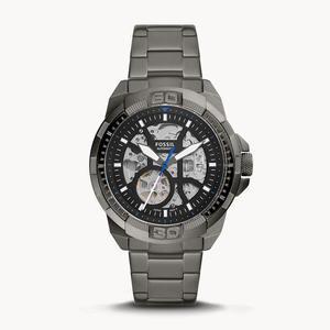  Shop Authentic Fossil Bronson Automatic Skeleton Black Dial Grey Steel Strap Watch for Men - ME3218 - Luxxuri