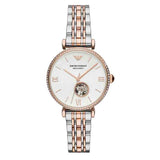  Shop Authentic Emporio Armani Gianni T-Bar Analog White Dial Two Tone Steel Strap Watch For Women - AR60019 - Luxxuri