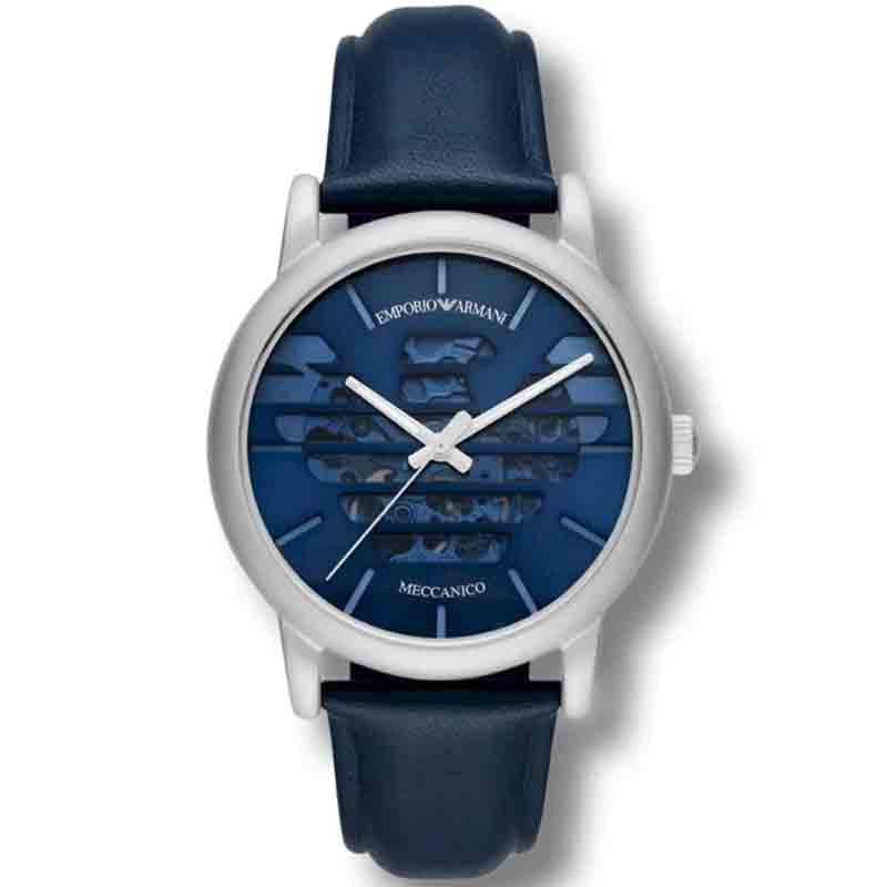  Shop Authentic Emporio Armani Luigi Automatic Blue Dial Blue Leather Strap Watch For Men - AR60030 - Luxxuri