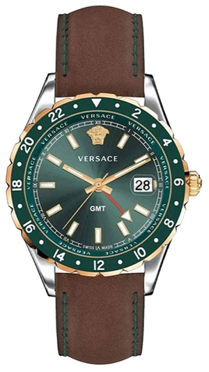  Shop Authentic Versace Hellenyium Green Dial Brown Leather Strap Watch for Men - V11090017 - Luxxuri