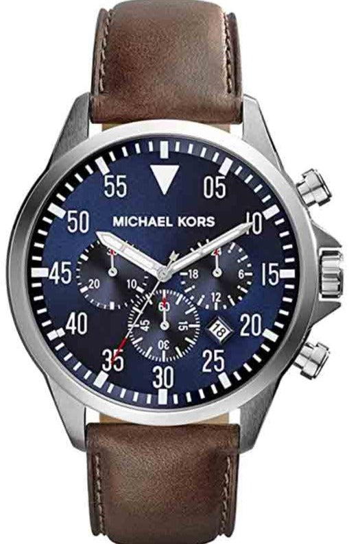  Shop Authentic Michael Kors Gage Chronograph Blue Dial Brown Leather Strap Watch For Men - MK8362 - Luxxuri