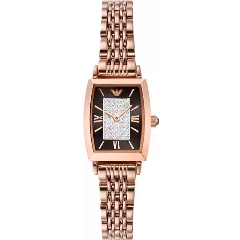  Shop Authentic Emporio Armani Gianni T-Bar Analog Crystal Brown Dial Rose Gold Steel Strap Watch For Women - AR11407 - Luxxuri