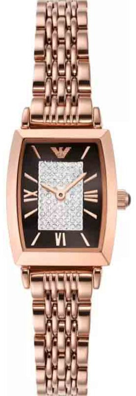  Shop Authentic Emporio Armani Gianni T-Bar Analog Crystal Brown Dial Rose Gold Steel Strap Watch For Women - AR11407 - Luxxuri
