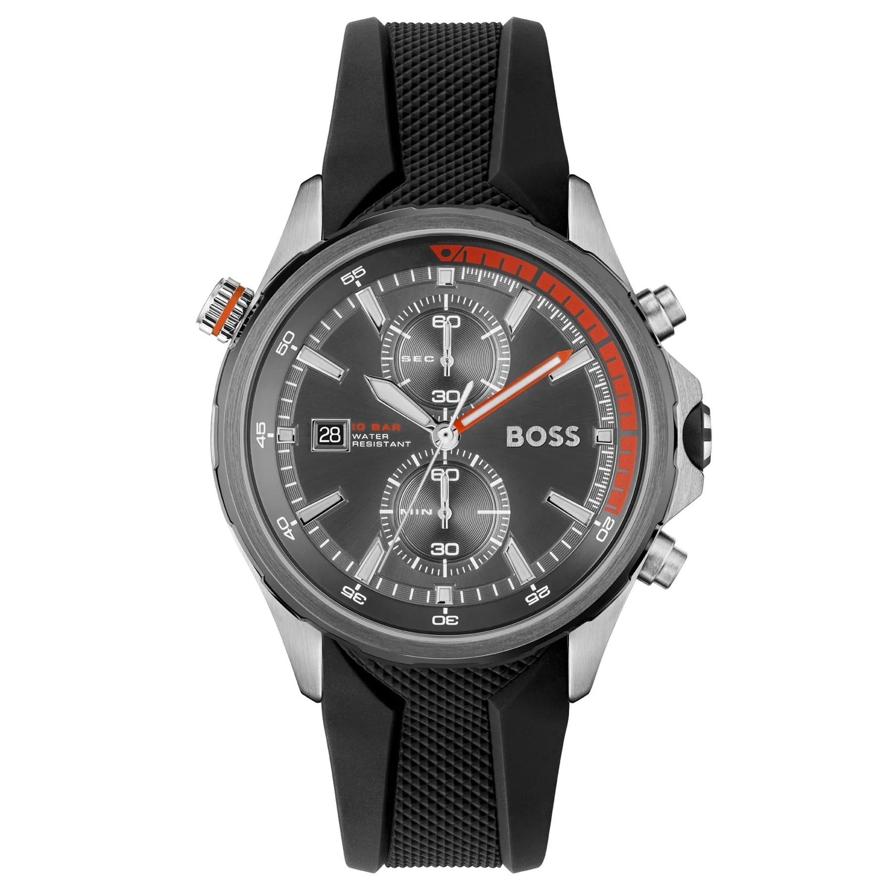  Shop Authentic Hugo Boss Globetrotter Grey Dial Black Silicone Strap Watch for Men - 1513931 - Luxxuri