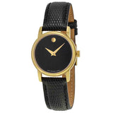  Shop Authentic Movado Museum Black Dial Black Leather Strap Watch For Women - 2100006 - Luxxuri