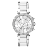  Shop Authentic Michael Kors Parker Chronograph Silver Dial Silver Steel Strap Watch For Women - MK6354 - Luxxuri