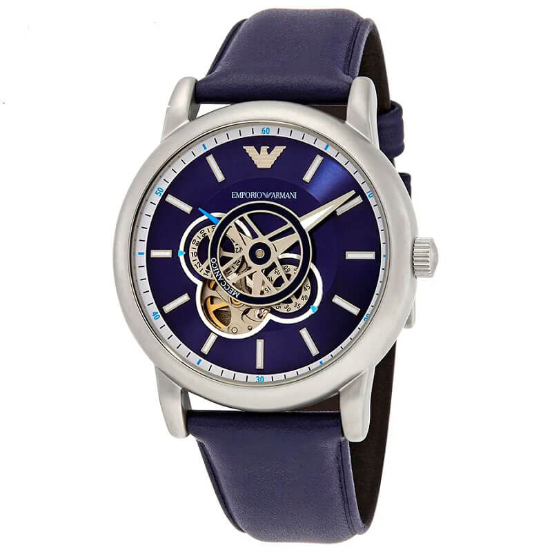  Shop Authentic Emporio Armani Luigi Chronograph Blue Dial Black Leather Strap Watch For Men - AR60011 - Luxxuri