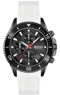  Shop Authentic Hugo Boss Admiral Chronograph Black Dial White Rubber Strap Watch for Men - 1513966 - Luxxuri