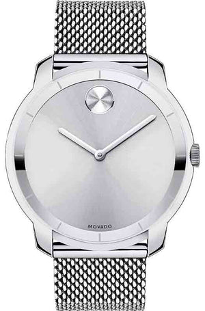  Shop Authentic Movado Bold Silver Dial Silver Mesh Bracelet Watch For Men - 3600260 - Luxxuri
