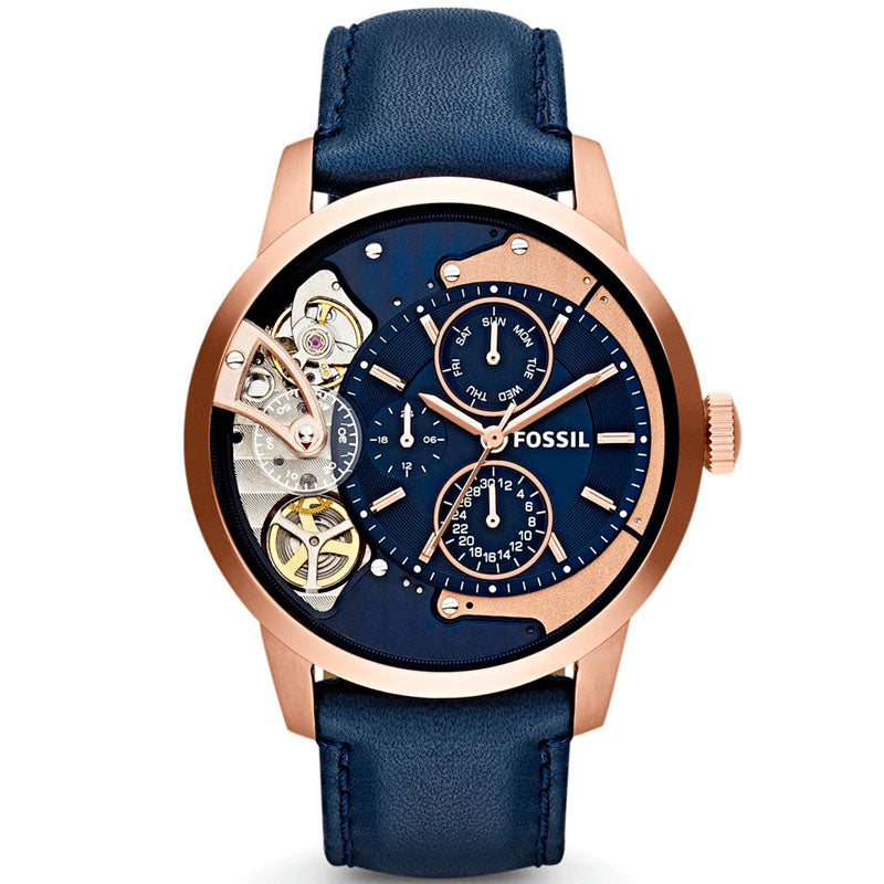  Shop Authentic Fossil Townsman Twist Skeleton Blue Dial Blue Leather Strap Watch for Men -  ME1138 - Luxxuri