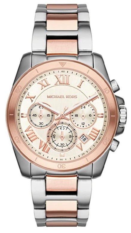  Shop Authentic Michael Kors Brecken Chronograph White Dial Two Tone Steel Strap Watch For Women - MK6368 - Luxxuri