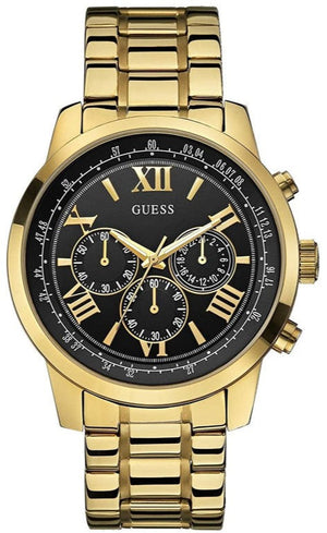  Shop Authentic Guess Horizon Chronograph Black Dial Gold Steel Strap Watch For Men - W0379G4 - Luxxuri
