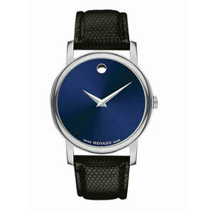  Shop Authentic Movado Museum Blue Dial Black Leather Strap Watch For  Men - 2100009 - Luxxuri