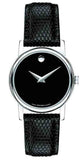  Shop Authentic Movado Museum Black Dial Black Leather Strap Watch For Women - 2100004 - Luxxuri
