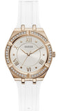  Shop Authentic Guess Cosmo Diamonds Silver Dial White Rubber Strap Watch for Women - GW0034L2 - Luxxuri