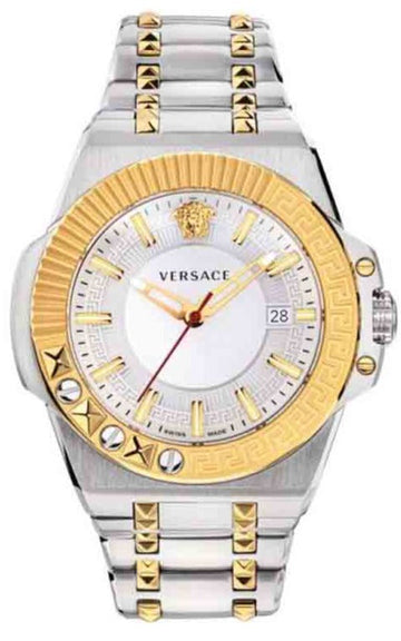  Shop Authentic Versace Chain Reaction Quartz White Dial Two Tone Steel Strap Watch for Men - VEDY00519 - Luxxuri