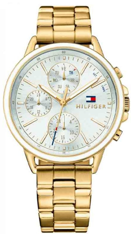  Shop Authentic Tommy Hilfiger Carly White Dial Gold Steel Strap Watch for Women - 1781786 - Luxxuri
