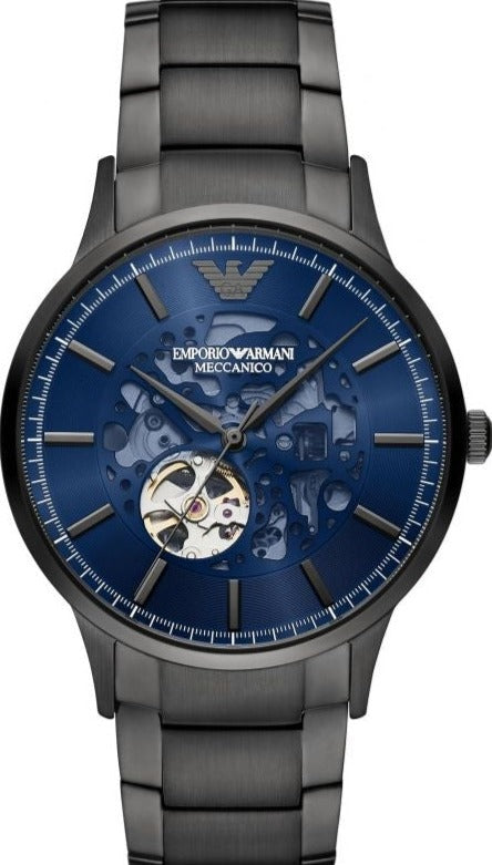  Shop Authentic Emporio Armani Renato Automatic Blue Dial Grey Steel Strap Watch For Men - AR60056 - Luxxuri