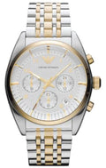  Shop Authentic Emporio Armani Classic Chronograph White Dial Two Tone Steel Strap Watch For Men - AR0396 - Luxxuri