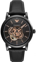  Shop Authentic Emporio Armani Luigi Automatic Skeleton Black Dial Black Leather Strap Watch For Men - AR60012 - Luxxuri