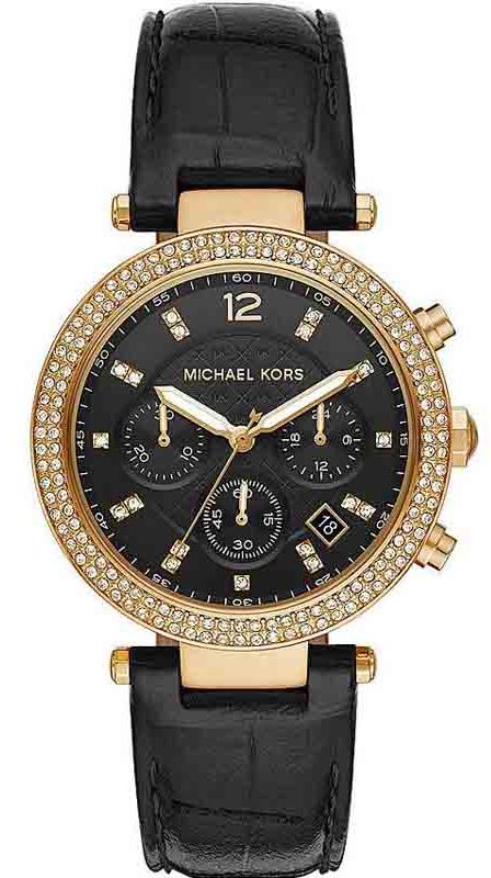  Shop Authentic Michael Kors Parker Chronograph Black Dial Black Leather Strap Watch For Women - MK6984 - Luxxuri