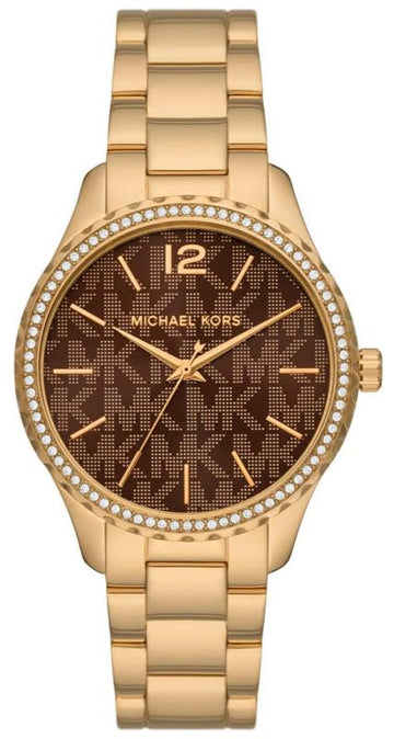  Shop Authentic Michael Kors Layton Chronograph Brown Dial Gold Steel Strap Watch For Women - MK7296 - Luxxuri