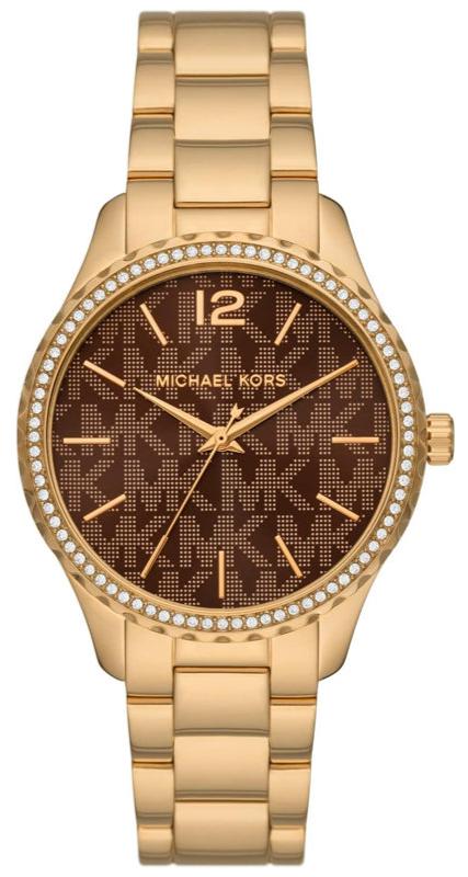  Shop Authentic Michael Kors Layton Chronograph Brown Dial Gold Steel Strap Watch For Women - MK7296 - Luxxuri