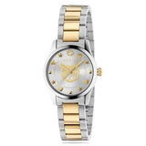  Shop Authentic Gucci G Timeless Quartz Silver Dial Two Tone Steel Strap Watch For Women - YA126596 - Luxxuri