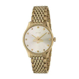  Shop Authentic Gucci G Timeless Quartz Silver Dial Gold Steel Strap Watch For Women - YA1264155 - Luxxuri