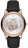  Shop Authentic Emporio Armani Luigi Automatic Silver Dial Black Leather Strap Watch For Men - AR60013 - Luxxuri