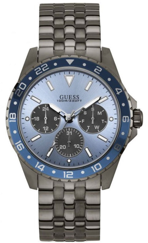  Shop Authentic Guess Odyssey Quartz Blue Dial Gunmetal Steel Strap Watch For Men - W1107G5 - Luxxuri